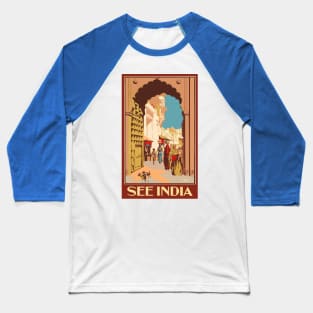 Vintage Travel - See India Baseball T-Shirt